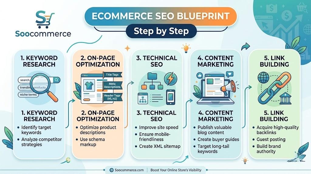 Ecommerce SEO Blueprint Step by Step | Soocommerce