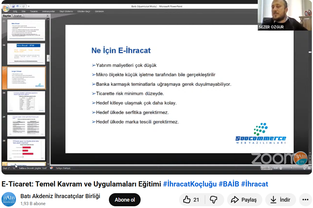 We Hosted an E-Commerce Online Seminar at the Western Mediterranean Exporters' Associations.